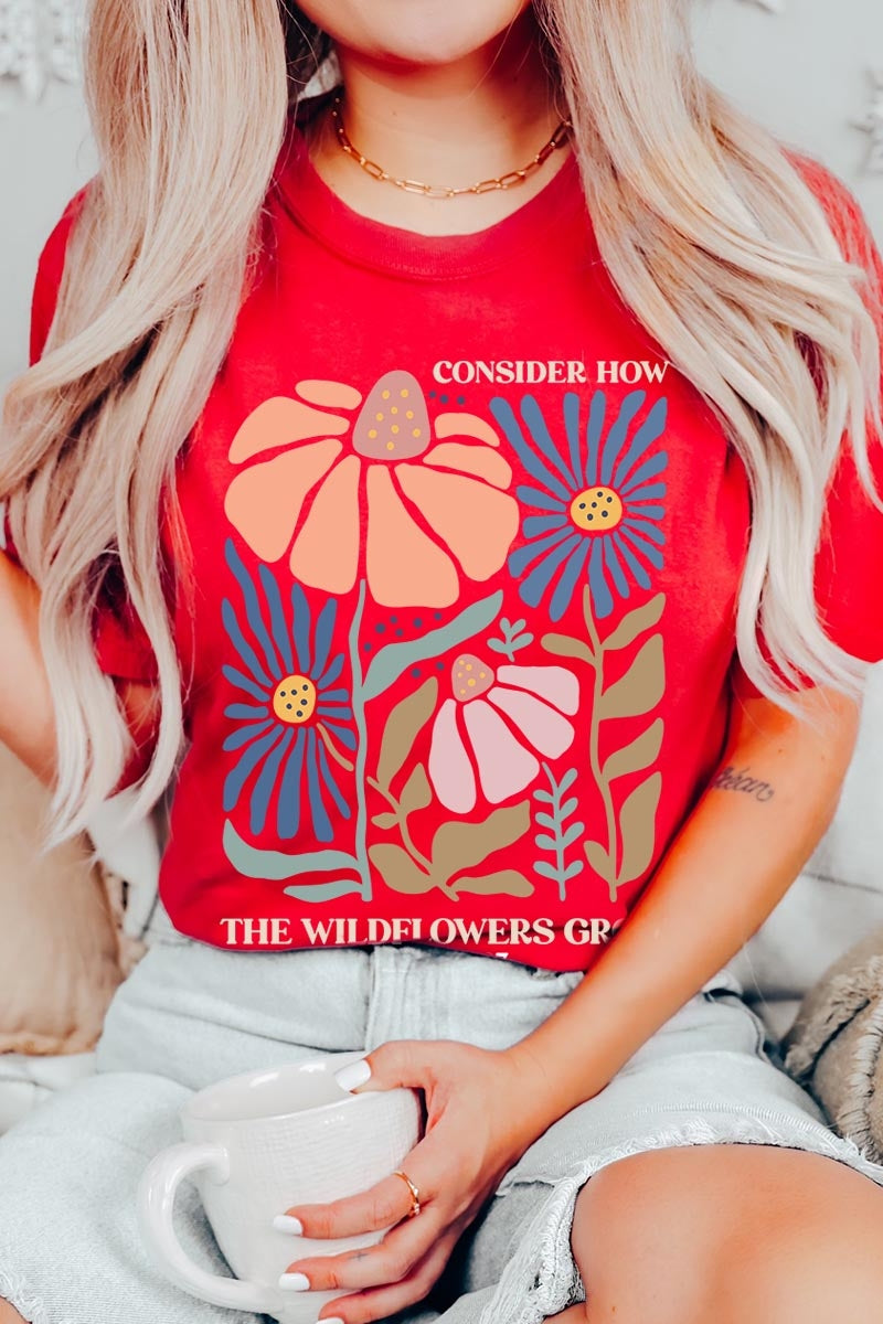 US3001P-E3067 Consider the Wildflowers Graphic Plus Tee $16