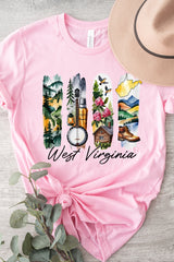 US3001-E3061WV West Virginia State Brushstroke Graphic Tee $12.5