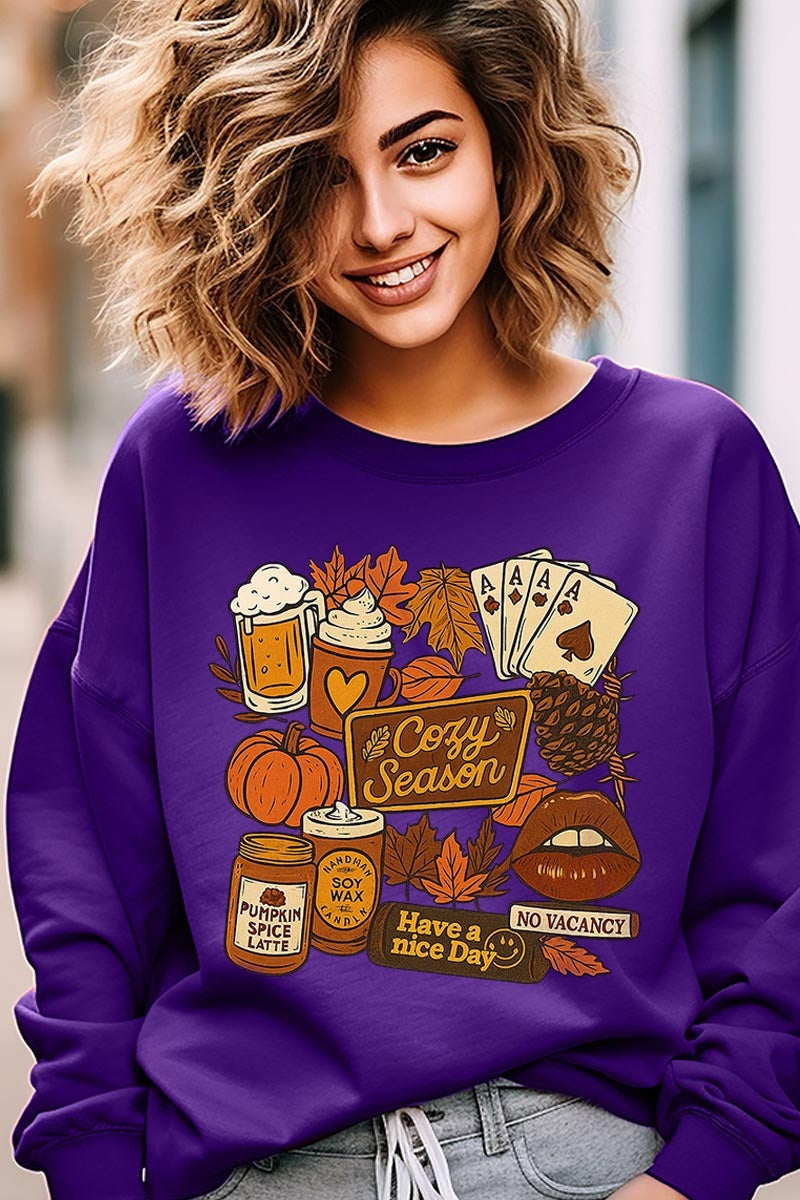 UL180-E3119 Retro Fall Collage Graphic Sweatshirt $20
