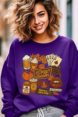 UL180P-E3119 Retro Fall Collage Graphic Plus Sweatshirt $25