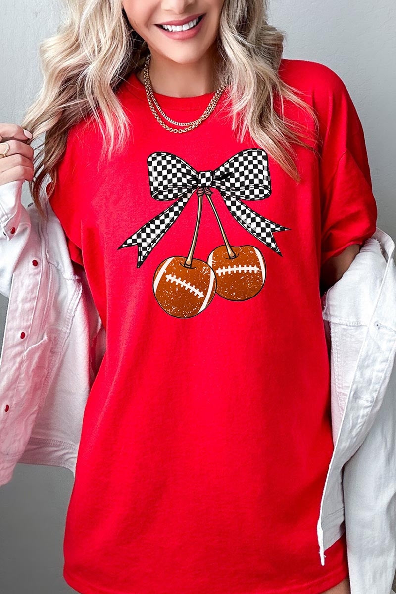 5000P-E3055 Football Cherries Graphic Plus Heavy Cotton Tee $12.75