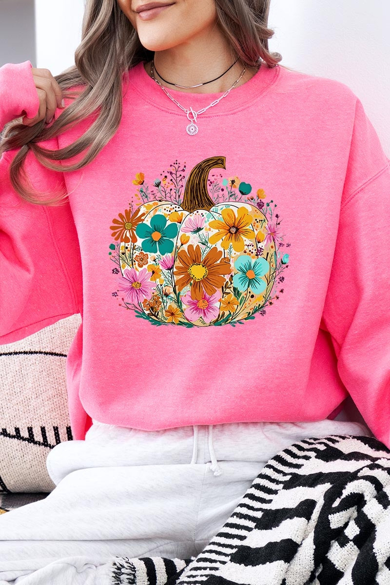 UL180-E3118 Floral Pumpkin Graphic Sweatshirt $20