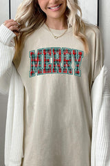 5000-E3210 Classic Plaid Merry Graphic Heavy Cotton Tee $9