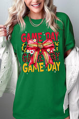 5000P-E3091 Red Yellow Football Bow Plus Heavy Cotton Tee $12.75