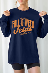 UL240P-E3143 Are You Fall O Ween Jesus Plus Long Sleeve Tee $17
