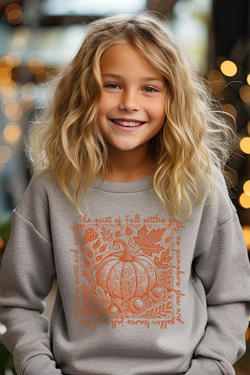 UL180B-E3112Z Fall Pumpkin Botanical Kids Graphic Sweatshirt $20
