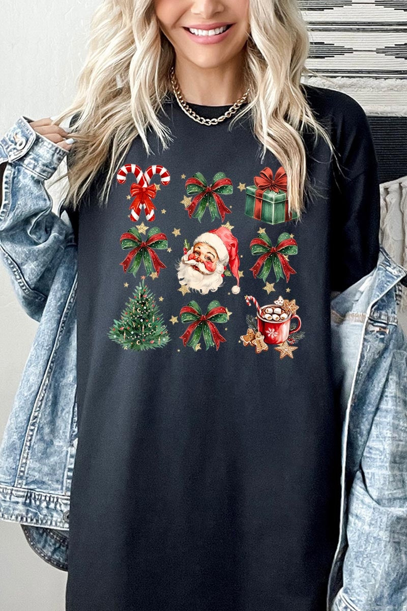 5000P-E3217 Santa Gifts & Bows Christmas Graphic Plus Heavy Cotton Tee $12.75