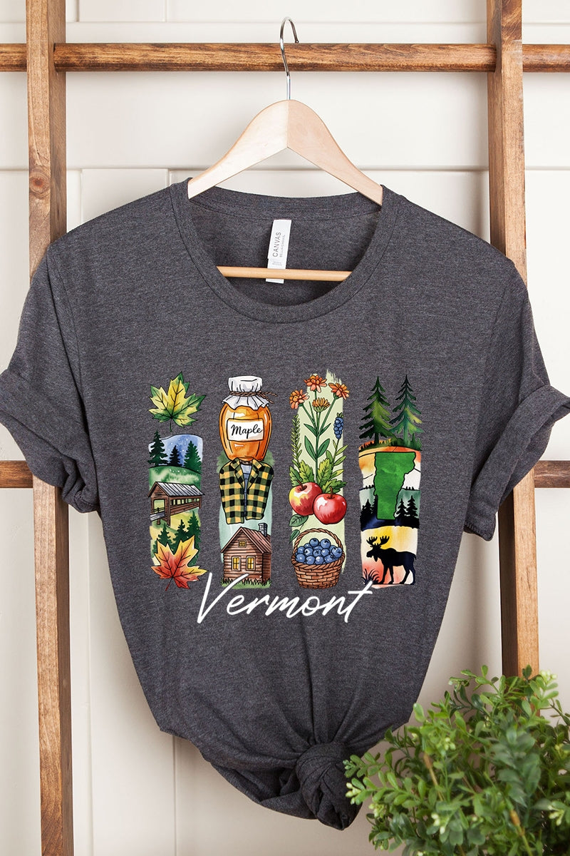 US3001-E3061VT Vermont State Brushstroke Graphic Tee $12.5
