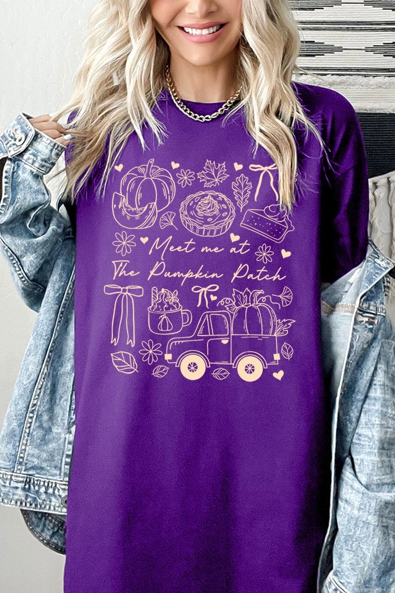5000-E3163 Pumpkin Patch Doodle Graphic Heavy Cotton Tee $9