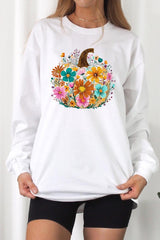 UL240P-E3118 Floral Pumpkin Graphic Plus Long Sleeve Tee $17
