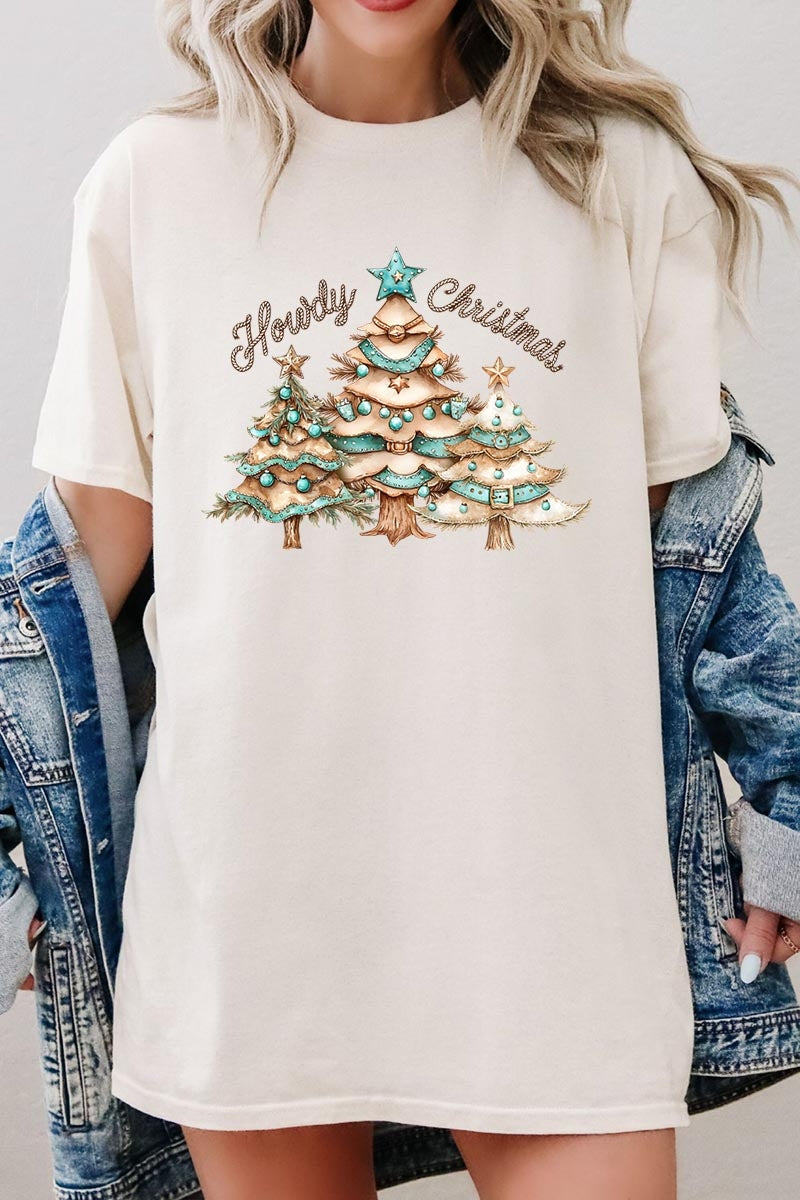 5000P-E3185 Howdy Christmas Graphic Plus Heavy Cotton Tee $12.75