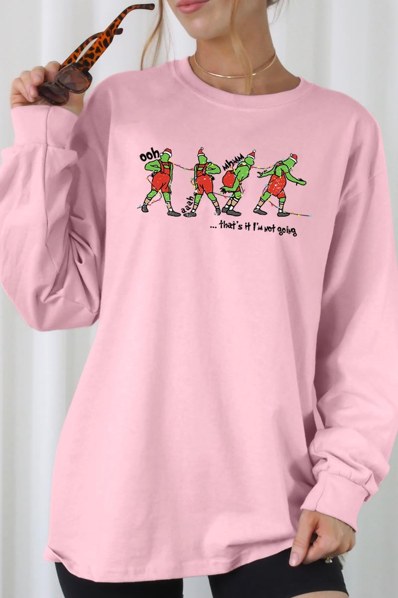 UL240-E3203 Grinch Funny Christmas Graphic Long Sleeve Tee $13.75
