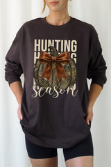 UL240P-E3190 Hunting Pumpkin Bow Graphic Plus Long Sleeve Tee $17