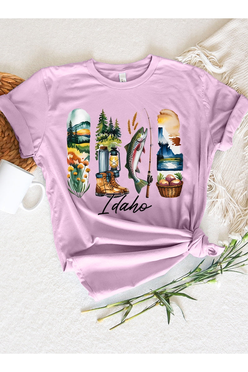 US3001-E3061ID Idaho State Brushstroke Graphic Tee $12.5