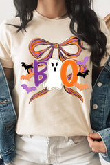 US3001P-E3120 Boo Brushstroke Bow Graphic Plus Tee $16