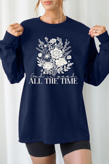 UL240-E3116 God Is Good Floral Graphic Long Sleeve Tee $13.75