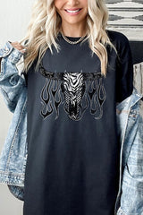 5000-E3176 Western Bullskull Graphic Heavy Cotton Tee $9