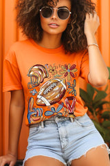 US3001-E3072 Retro Floral Football Graphic Tee $12.5