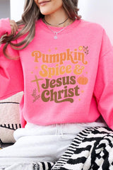 UL180-E3164 Pumpkin Spice & Jesus Graphic Sweatshirt $20