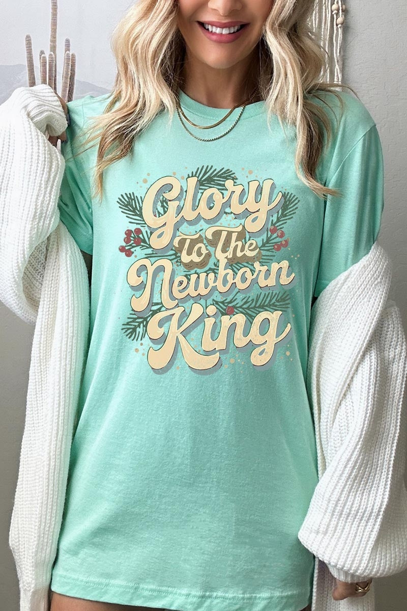 US3001P-E3220 Glory to the Newborn King Graphic Plus Tee $16