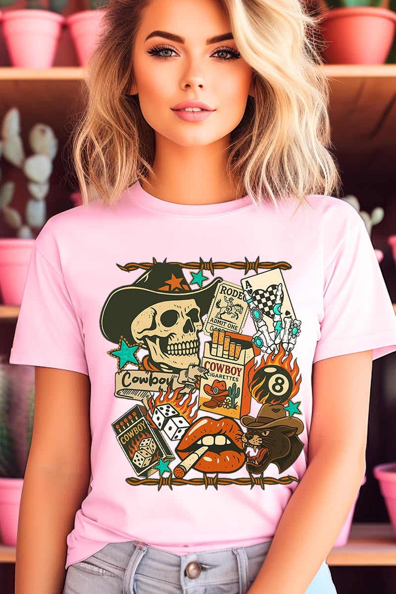 US3001P-E3096 Vintage Western Collage Graphic Plus Tee $16