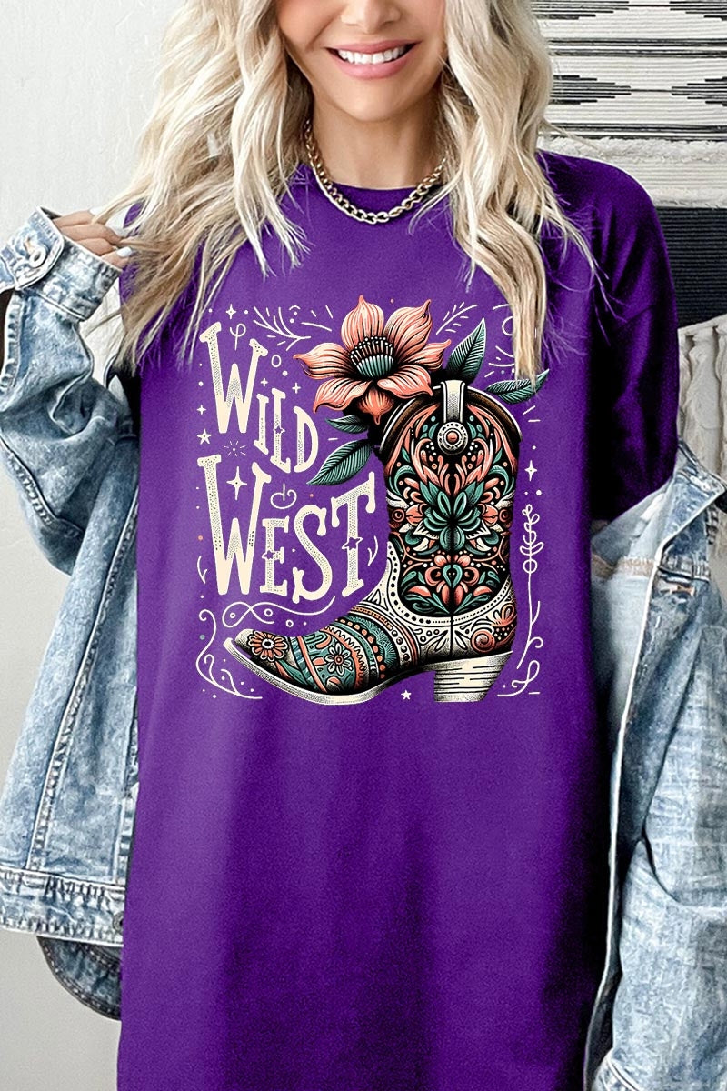 5000-E3100 Wild West Cowgirl Boot Graphic Heavy Cotton Tee $9