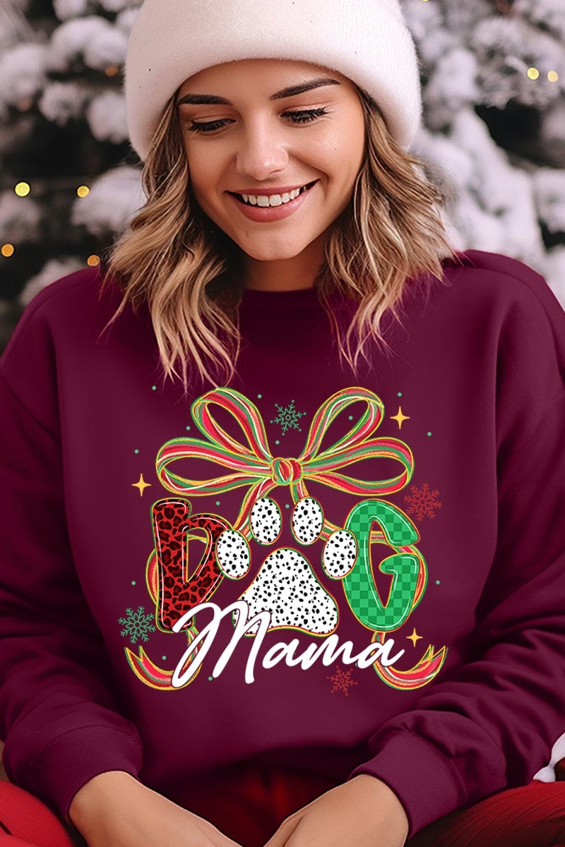 UL180P-E3194 Dog Mama Christmas Paw Graphic Plus Sweatshirt $25