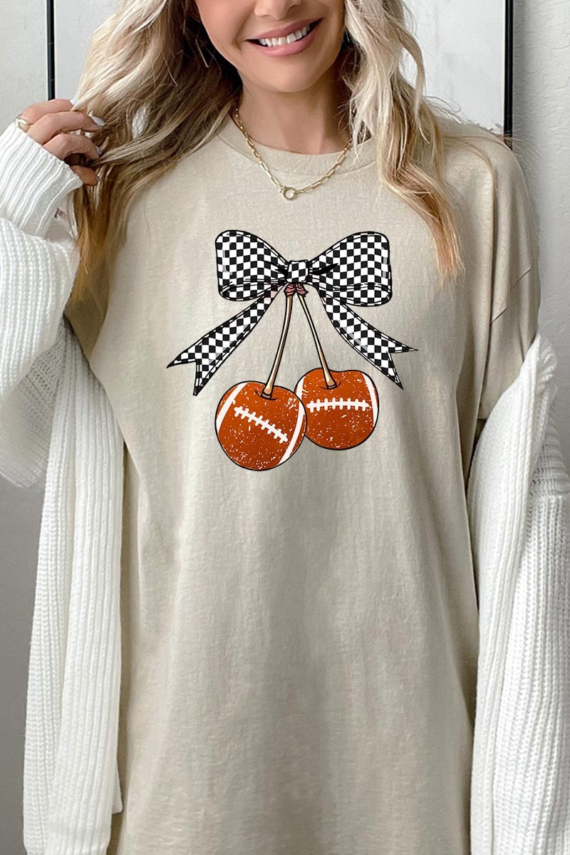 5000-E3055 Football Cherries Graphic Heavy Cotton Tee $9