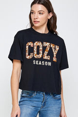 CTS-E3082 Cozy Season Graphic Relaxed Crop Top $11
