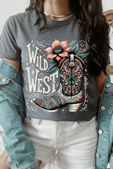 US3001-E3100 Wild West Cowgirl Boot Graphic Tee $12.5