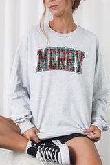 UL240P-E3210 Classic Plaid Merry Graphic Plus Long Sleeve Tee $17
