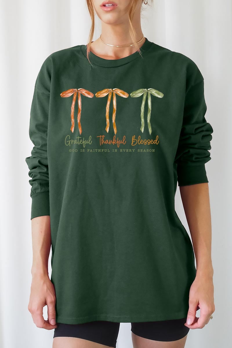 UL240P-E3111 Grateful Thankful Blessed Plus Long Sleeve Tee $17