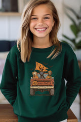 UL180B-E3150Z Halloween Truck Dogs Kids Graphic Sweatshirt $20