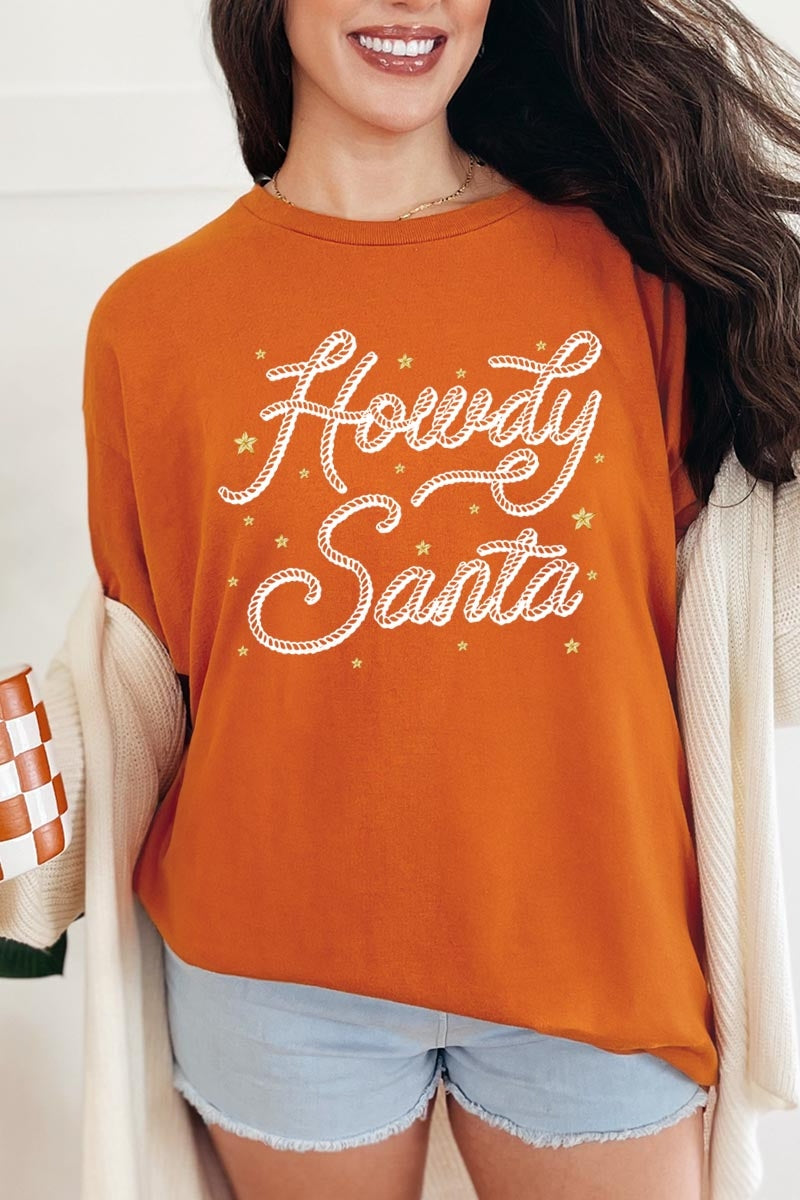 5000P-E3199 Howdy Santa Graphic Plus Heavy Cotton Tee $12.75
