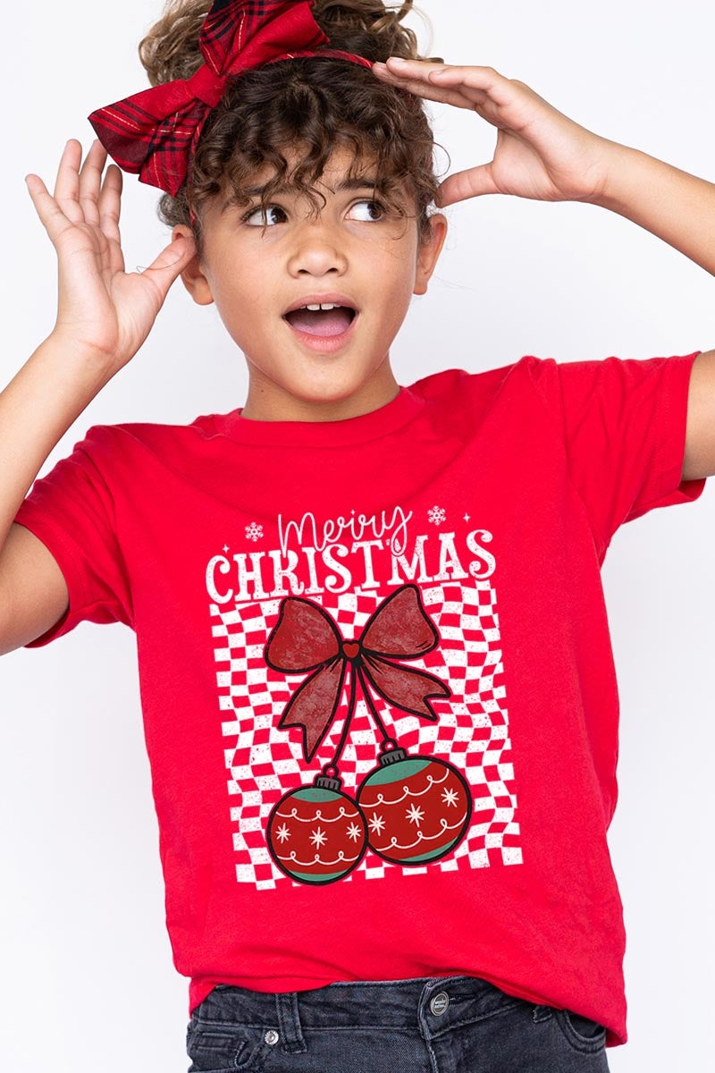 US3001Y-E3196Z Cherry Ornament Christmas Kids Graphic Tee $11