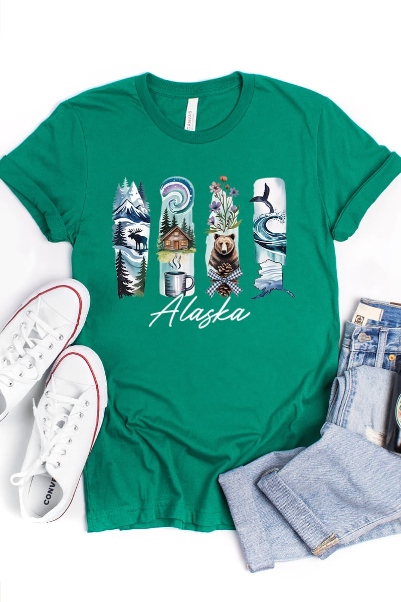 US3001P-E3061AK Alaska State Brushstroke Graphic Plus Tee $16