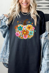 5000P-E3118 Floral Pumpkin Graphic Plus Heavy Cotton Tee $12.75