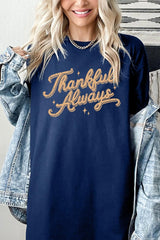 5000P-E3168 Thankful Always Graphic Plus Heavy Cotton Tee $12.75