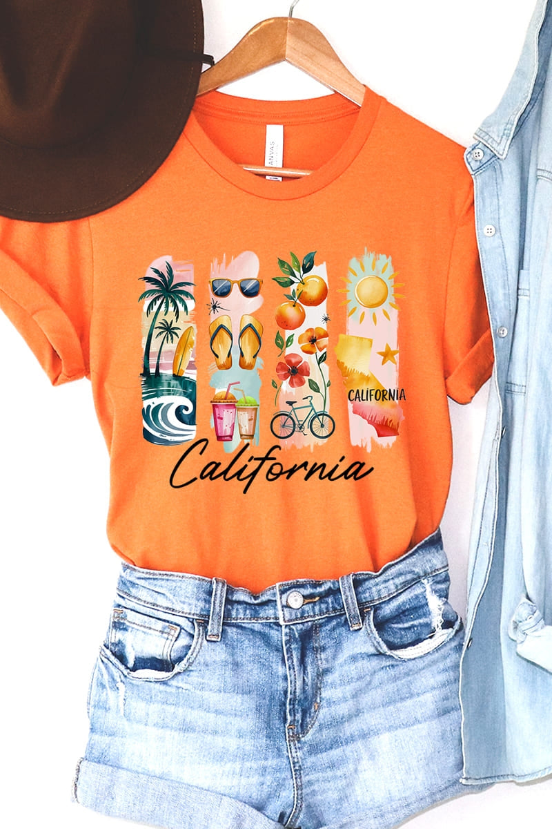 US3001-E3061CA California State Brushstroke Graphic Tee $12.5
