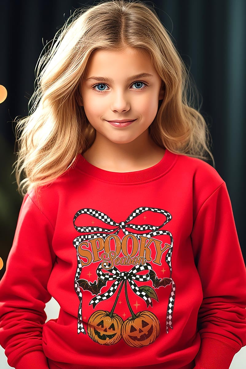 UL180B-E3085Z Pumpkin Cherries Kids Graphic Sweatshirt $20