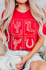 US3001-E3094 Western Cowgirl Card Graphic Tee $12.5