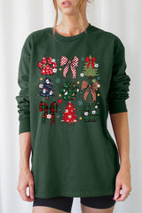 UL240-E3195 Christmas Bow Paw Graphic Long Sleeve Tee $13.75