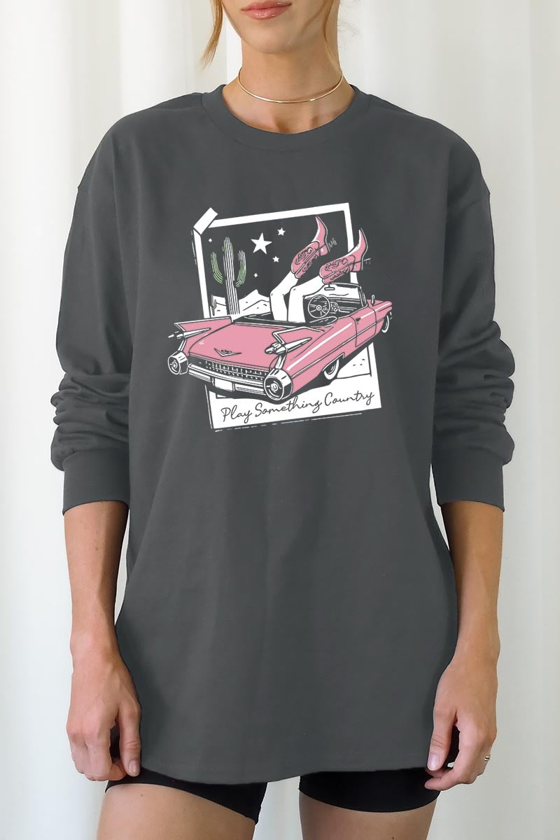 UL240P-E3098 Play Something Country Plus Long Sleeve Tee $17