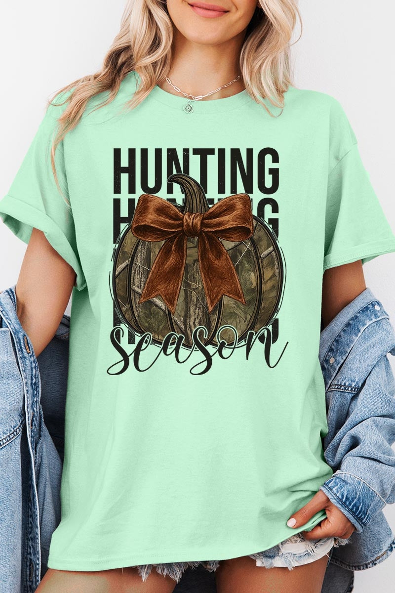 5000-E3190 Hunting Pumpkin Bow Graphic Heavy Cotton Tee $9