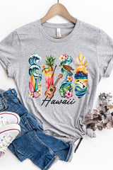 US3001P-E3061HI Hawaii State Brushstroke Graphic Plus Tee $16