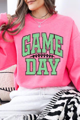 UL180P-E3128 Green Gingham Game Day Graphic Plus Sweatshirt $25