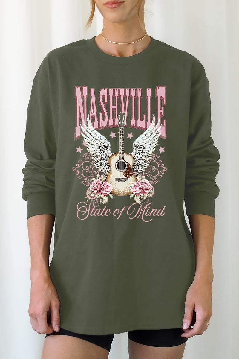 UL240P-E3157 Nashville Rose Graphic Plus Long Sleeve Tee $17