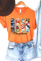 US3001P-E3061MD Maryland State Brushstroke Graphic Plus Tee $16