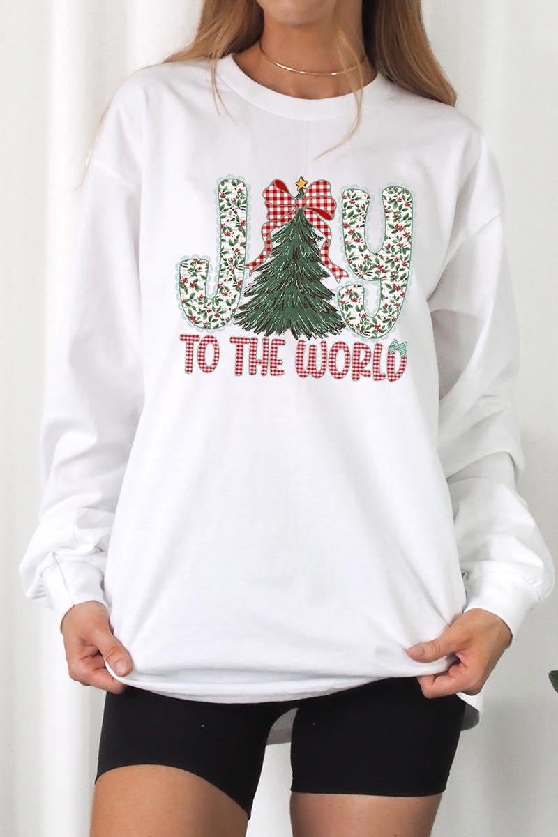 UL240P-E3213 Joy to the World Graphic Plus Long Sleeve Tee $17