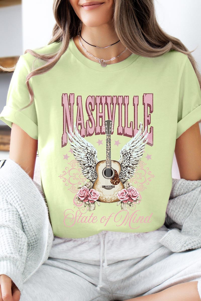 US3001-E3157 Nashville Rose Graphic Tee $12.5